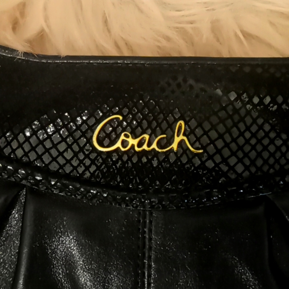 Coach Ashley Black Leather/Python Shoulder Bag - image 2